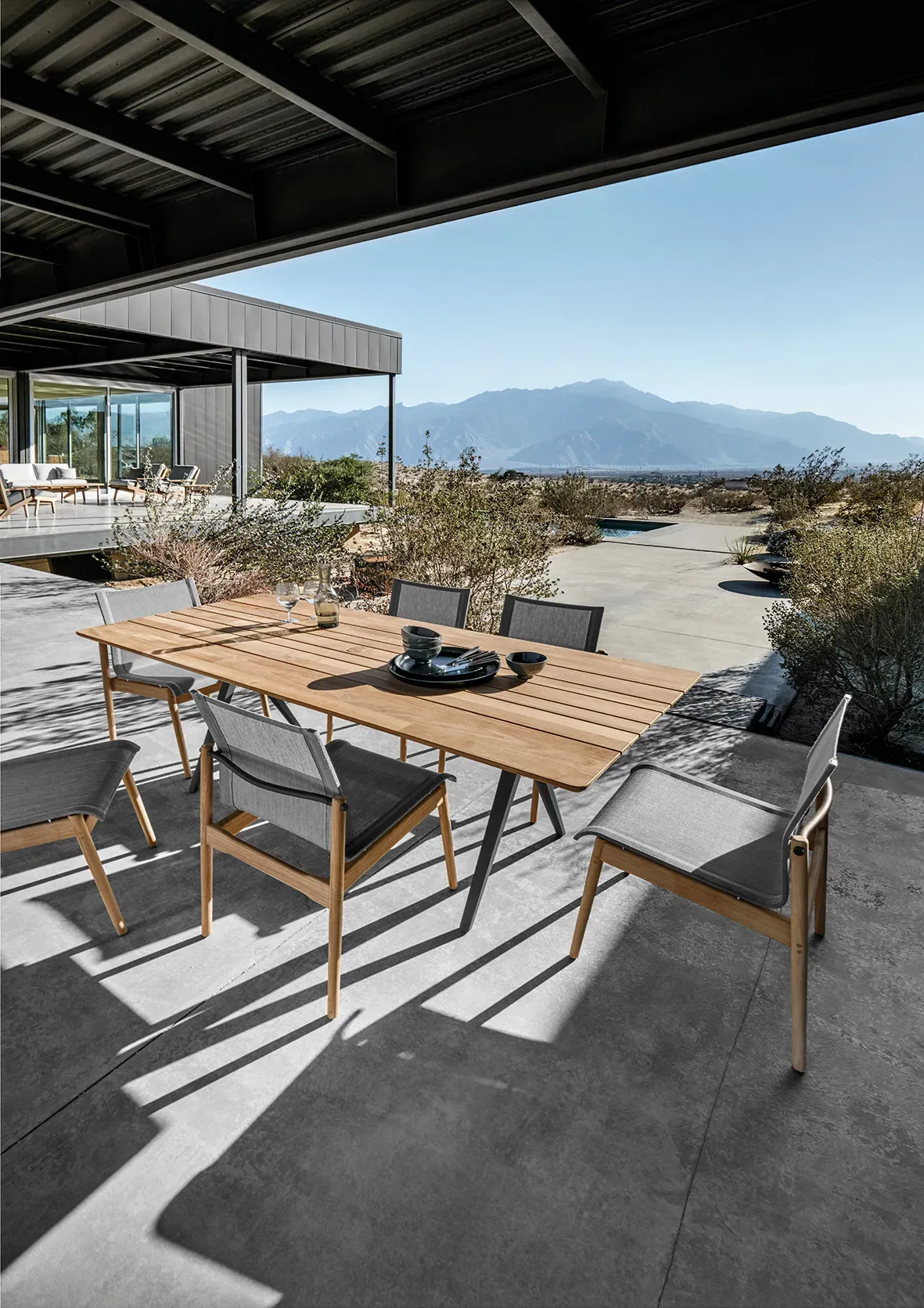 split teak sway dining set
