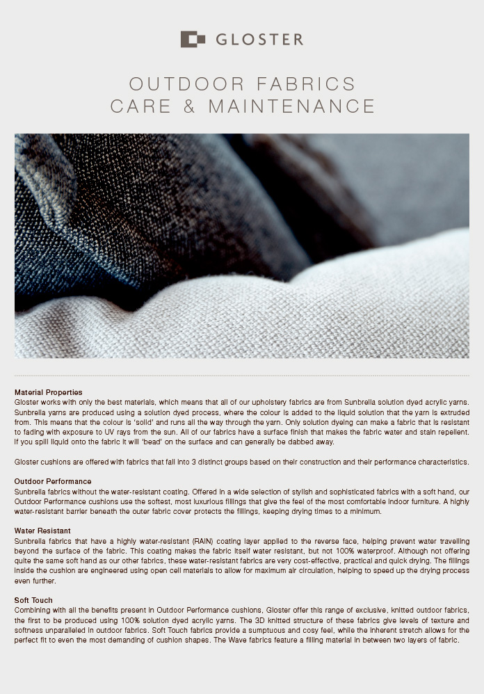 Outdoor Fabrics Care Sheet