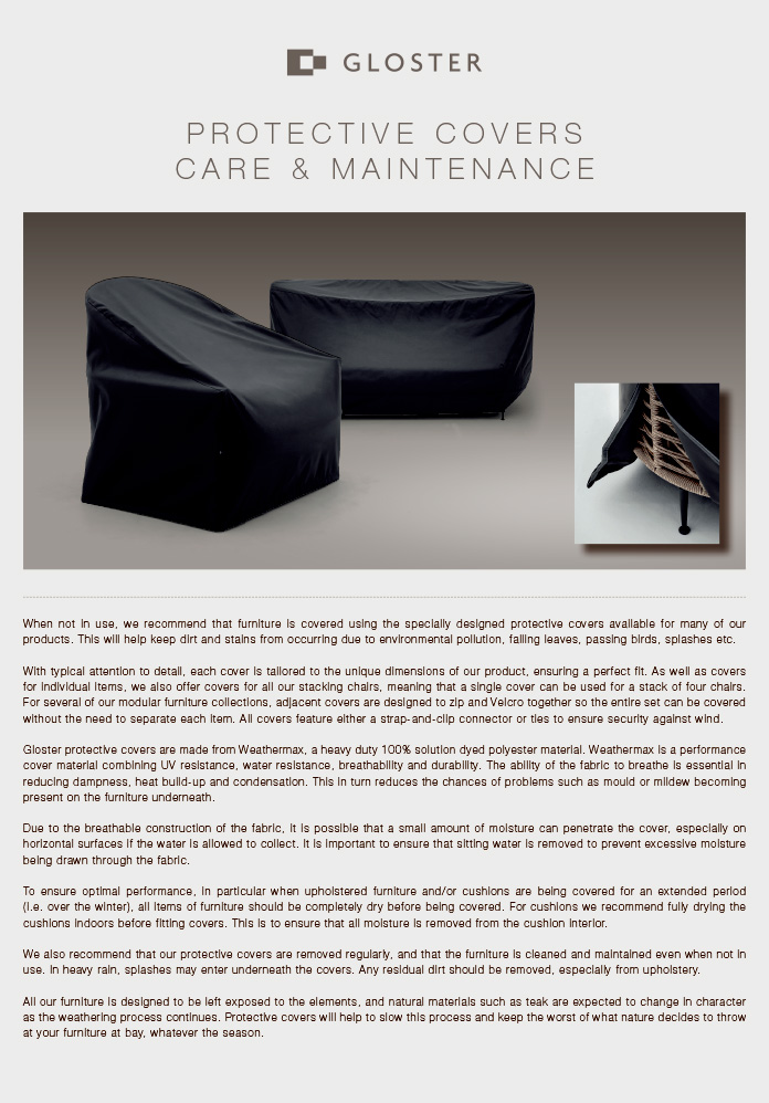 Protective Covers Care Sheet