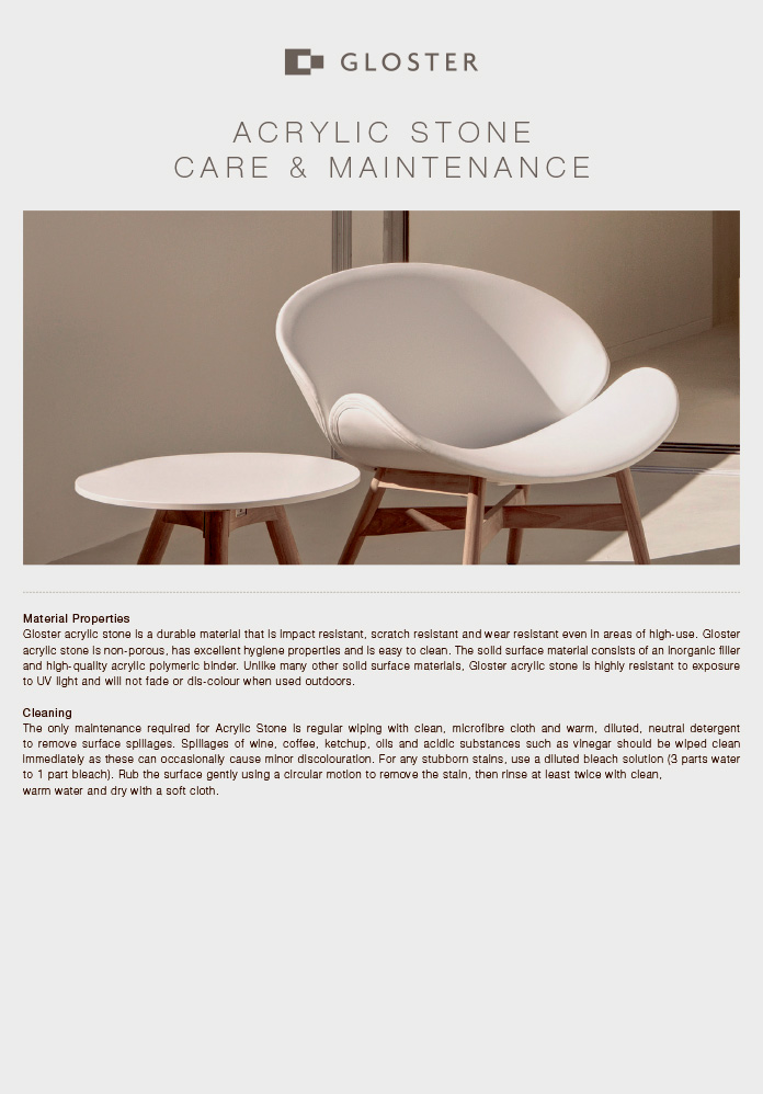 Acrylic Stone Care Sheet