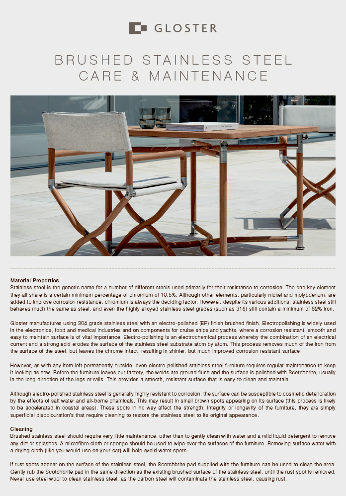 Brushed Stainless Steel Care Sheet