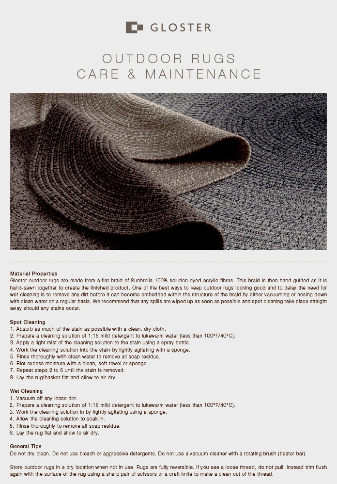 Outdoor Rugs Care Sheet