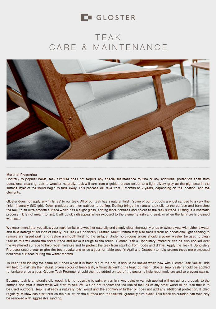 Teak Care Sheet